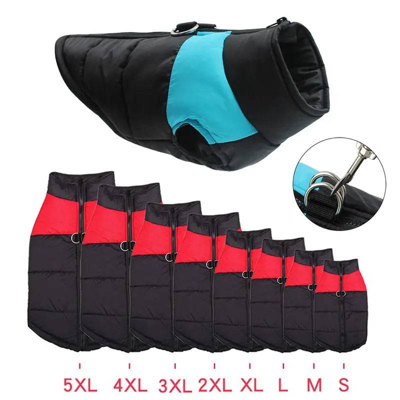 Blue Winter Warm Dog Clothes Waterproof Vest Zipper Jacket Coat