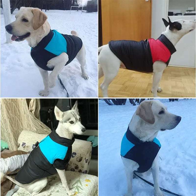 Blue Winter Warm Dog Clothes Waterproof Vest Zipper Jacket Coat