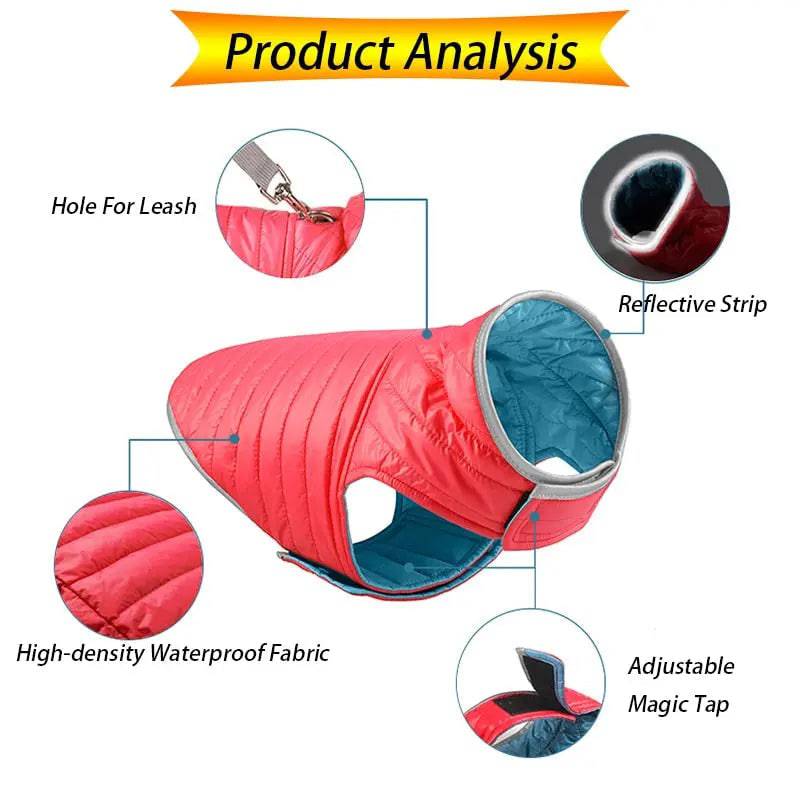 Orange Brown Reversible Jacket Dual Colors Reflective Winter Dog Clothes Coat Vest