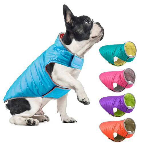 Orange Brown Reversible Jacket Dual Colors Reflective Winter Dog Clothes Coat Vest
