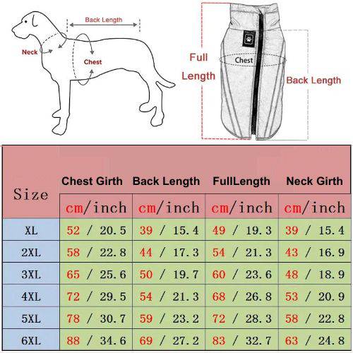 Rose Red Waterproof Dog Clothes for Winter Warm Big Jackets Padded Fleece Pet Coat Safety Reflective Design